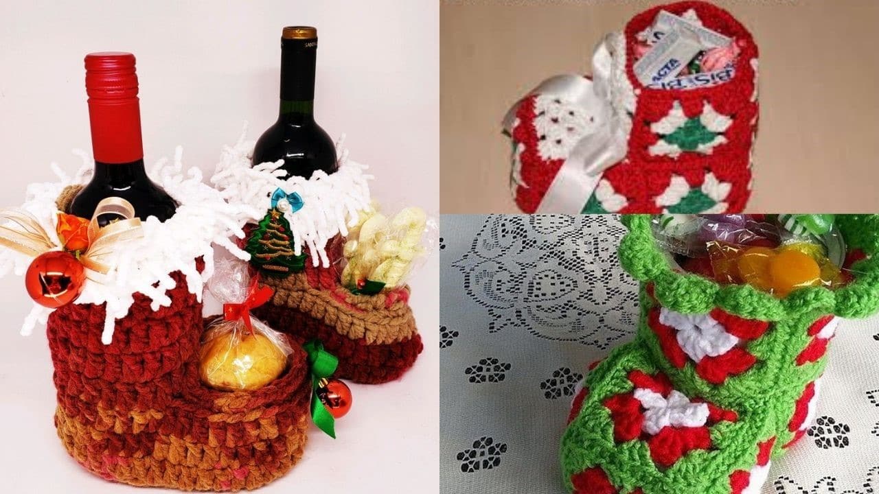 Christmas crochet boots