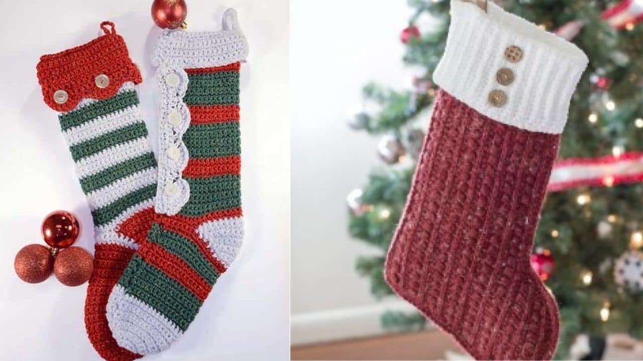 Christmas crochet boots