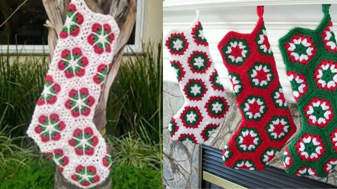 Christmas crochet boots